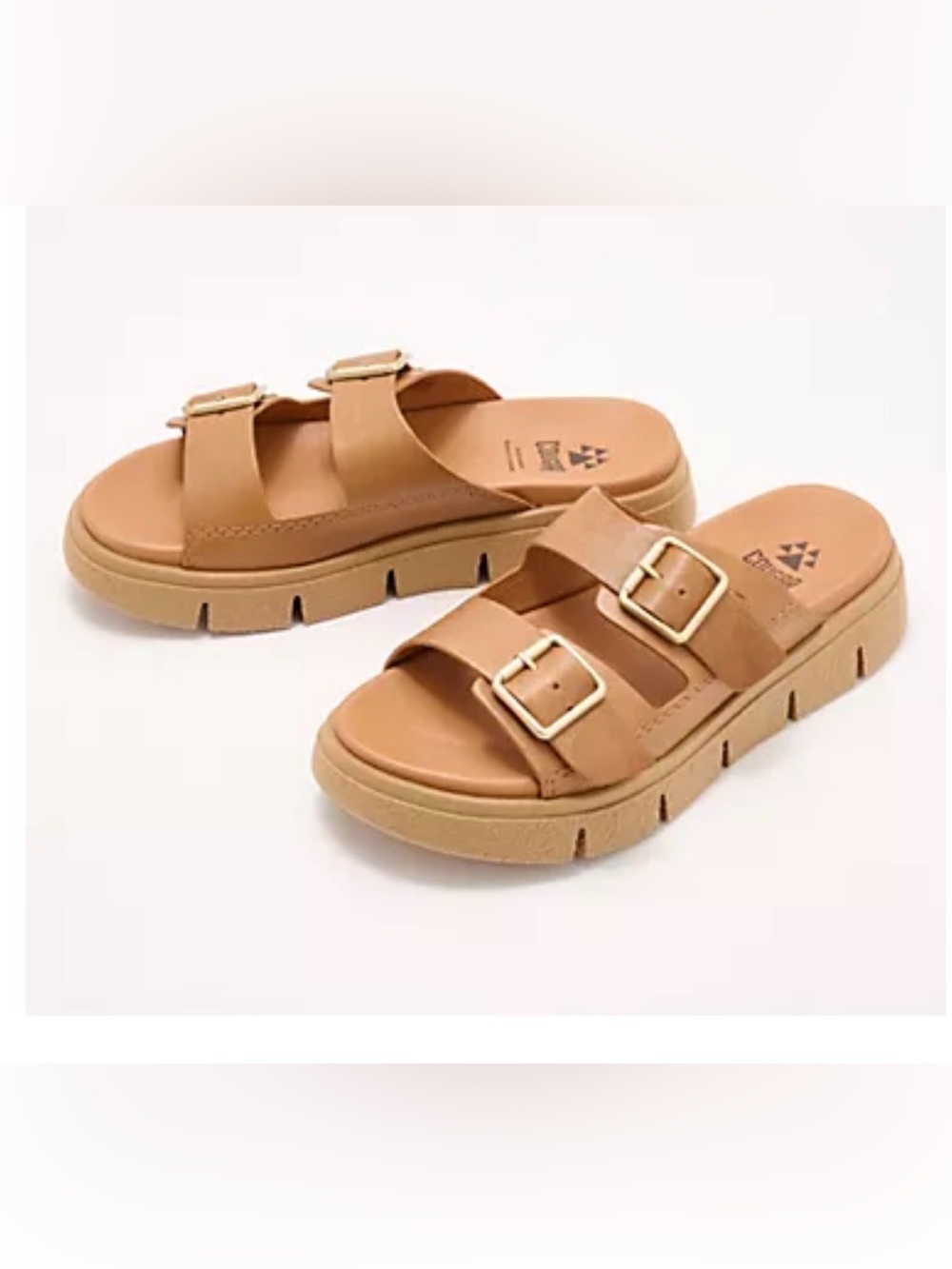 Cougar Luxmotion PIERA Double-Buckle strap Slide Sandals in Tan NEW NWT IN BOX